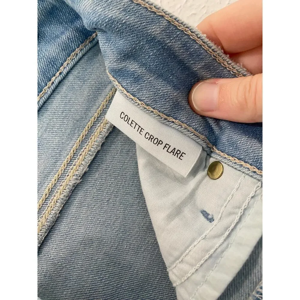 Paige Colette Crop Flare Jeans Size 27 Light Blue - Picture 4 of 7